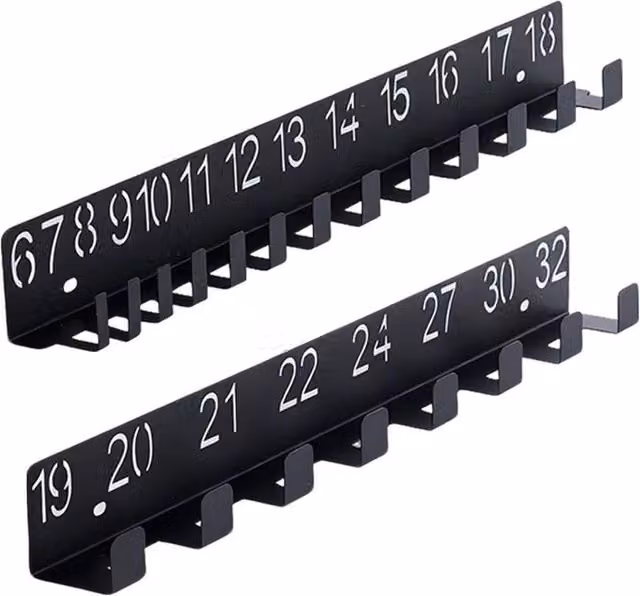 FLAVORA Set of 2 Wall Mounted Wrench Holder and Screw Organiser, Black, Width: 50 cm