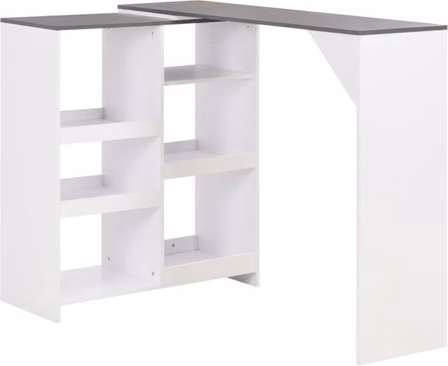 Berkfield Home Bar Table with Moveable Shelf in White, W/D/H: 138 x 39 x 110 cm