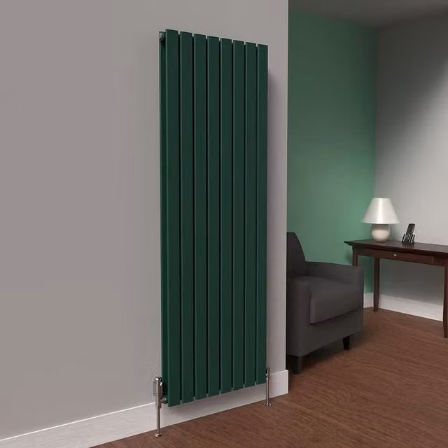 Lux Heat Flat Coloured Vertical Radiator in British Racing Green, H 160 cm x W 56 cm