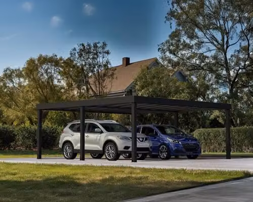 Palram Oslo Modern Carport with Black Structure and Grey Polycarbonate Panels – 2