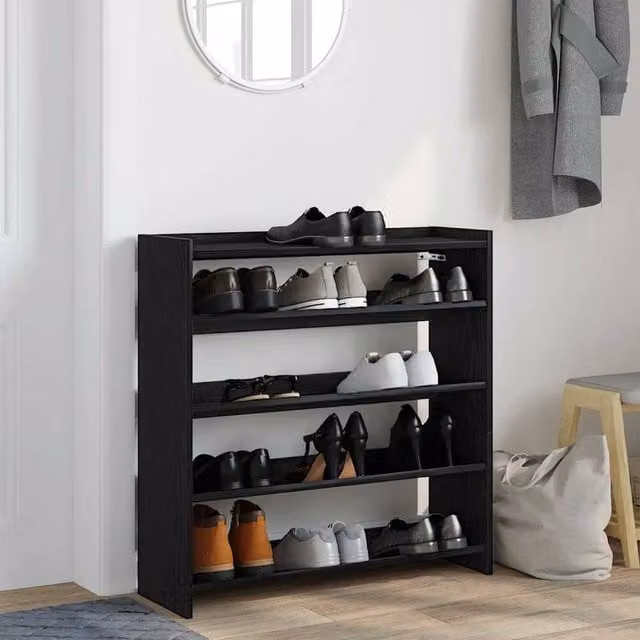 Berkfield Home Black MDF Shoe Rack, W: 80 cm, D: 25 cm, H: 81 cm