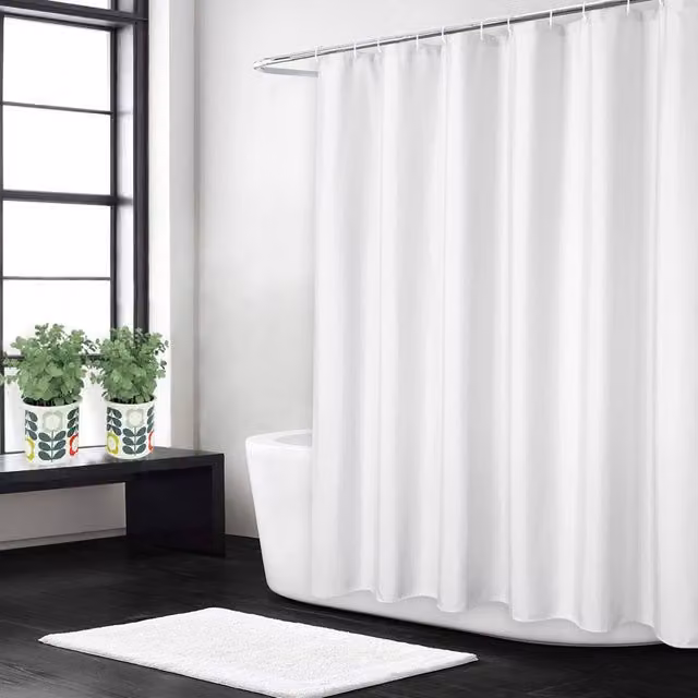 London Boutique Waterproof Polyester Shower Curtain in White, W: 280 cm, H: 198 cm
