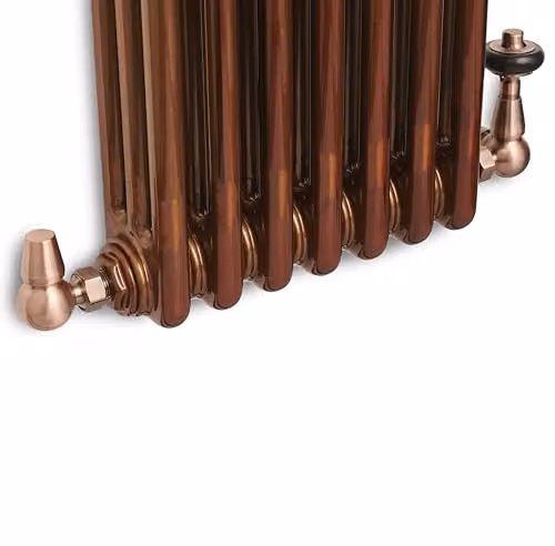 Terma Traditional Thermostatic TRV and Lockshield Set, 3-Axis Corner Valve, Antique Copper – 3