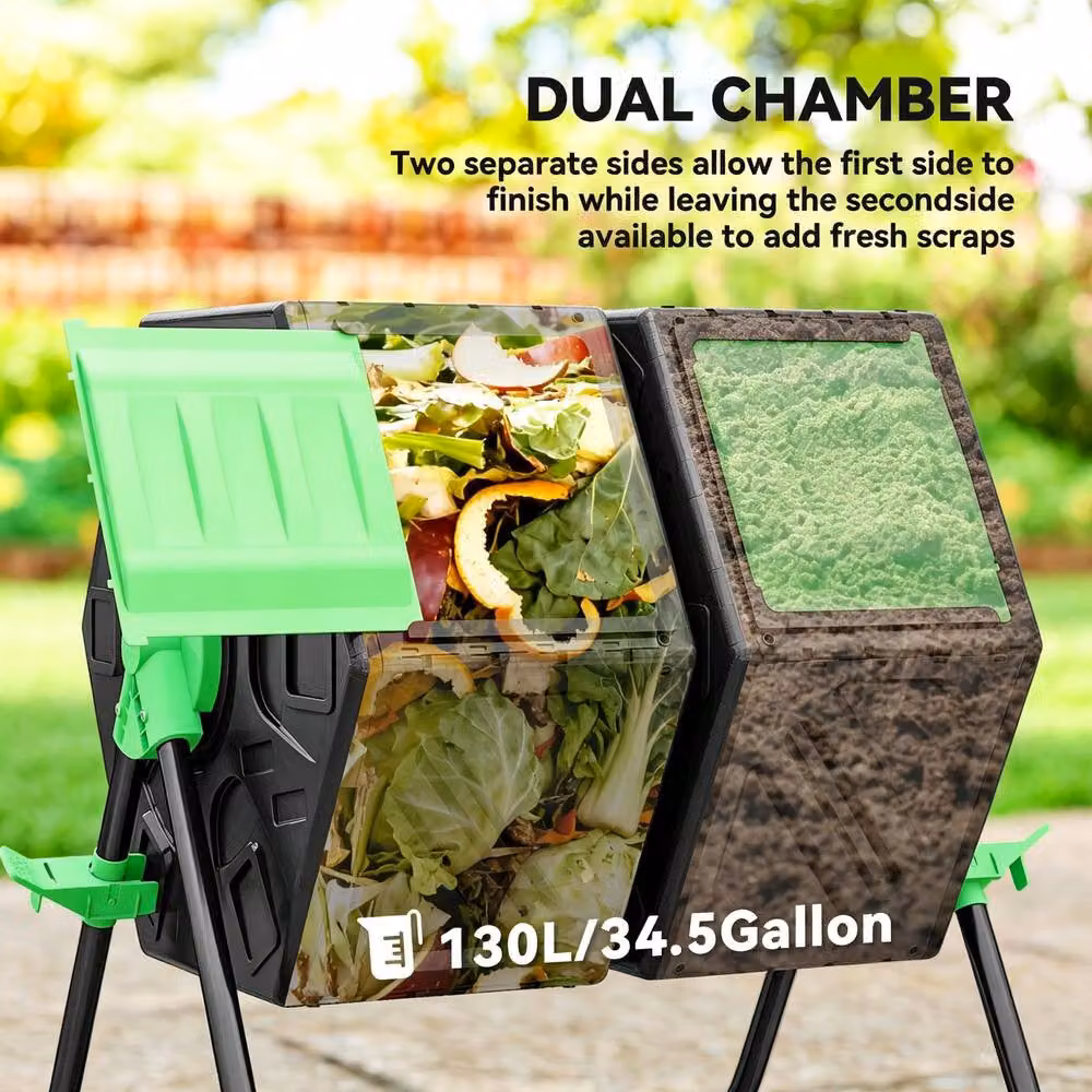 STILVORA 130L Double Chamber Rotating Compost Bin in Black – 5
