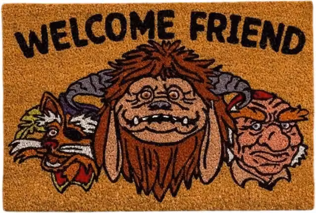 Labyrinth Welcome Friend Brown Coir and PVC Non-Slip Rectangular Door Mat W/D/H: 60.0 x 40.0 x 1.5 cm
