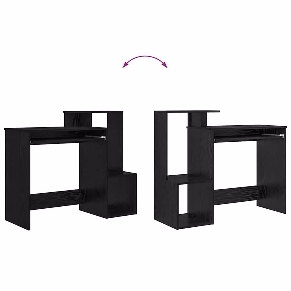 Berkfield Home Black Oak Computer Desk in Black MDF and Engineered Wood – 9