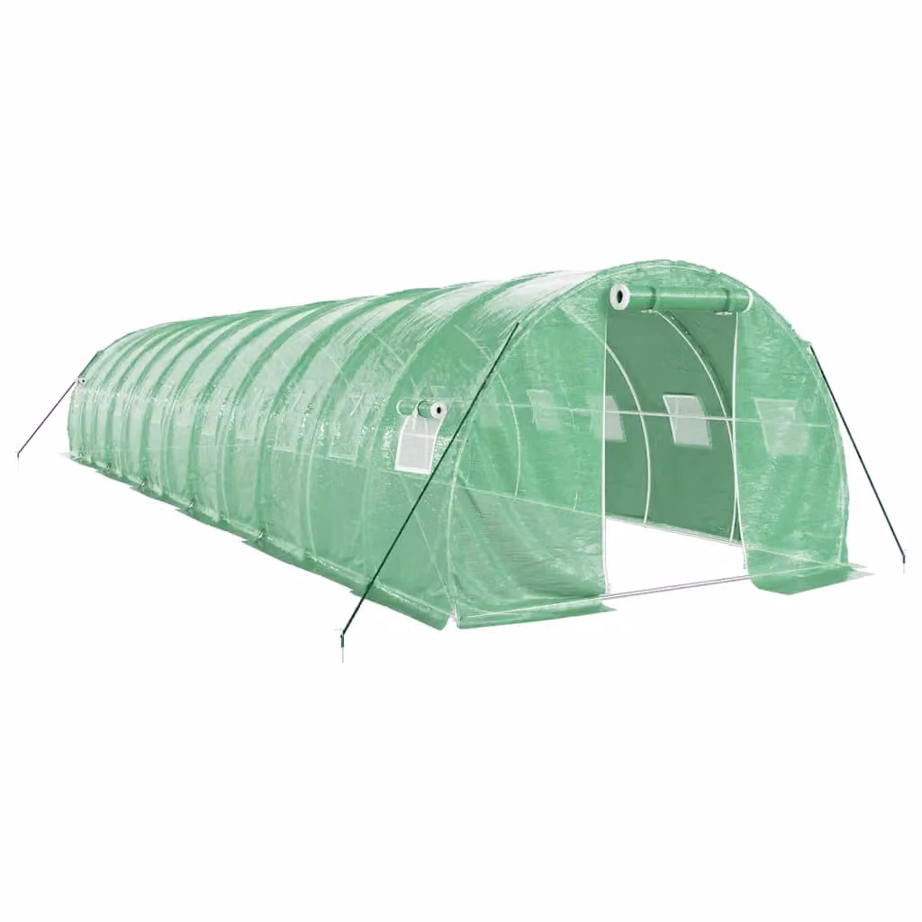 Berkfield Home Freestanding Greenhouse with Steel Frame and Plastic Cover in Green, W/D/H: 12 x 3 x 2 m – 2