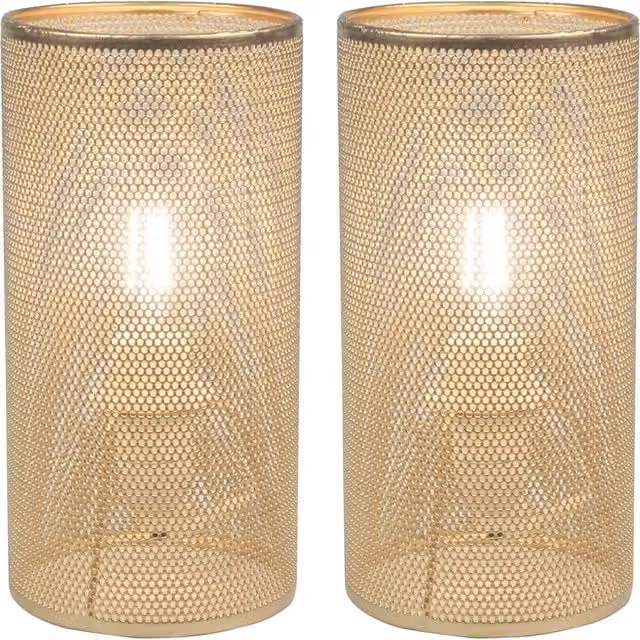 First Choice Lighting Troy Set of 2 Gold and Brass Metal Table Lamps – 1
