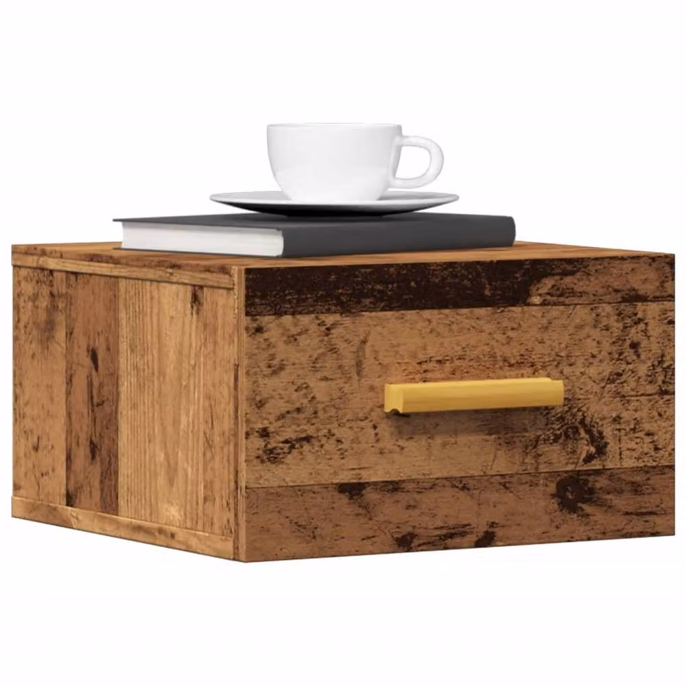 Berkfield Home Wall-mounted Bedside Cabinet in Brown Old Wood, W/D/H: 35 x 35 x 20 cm – 2