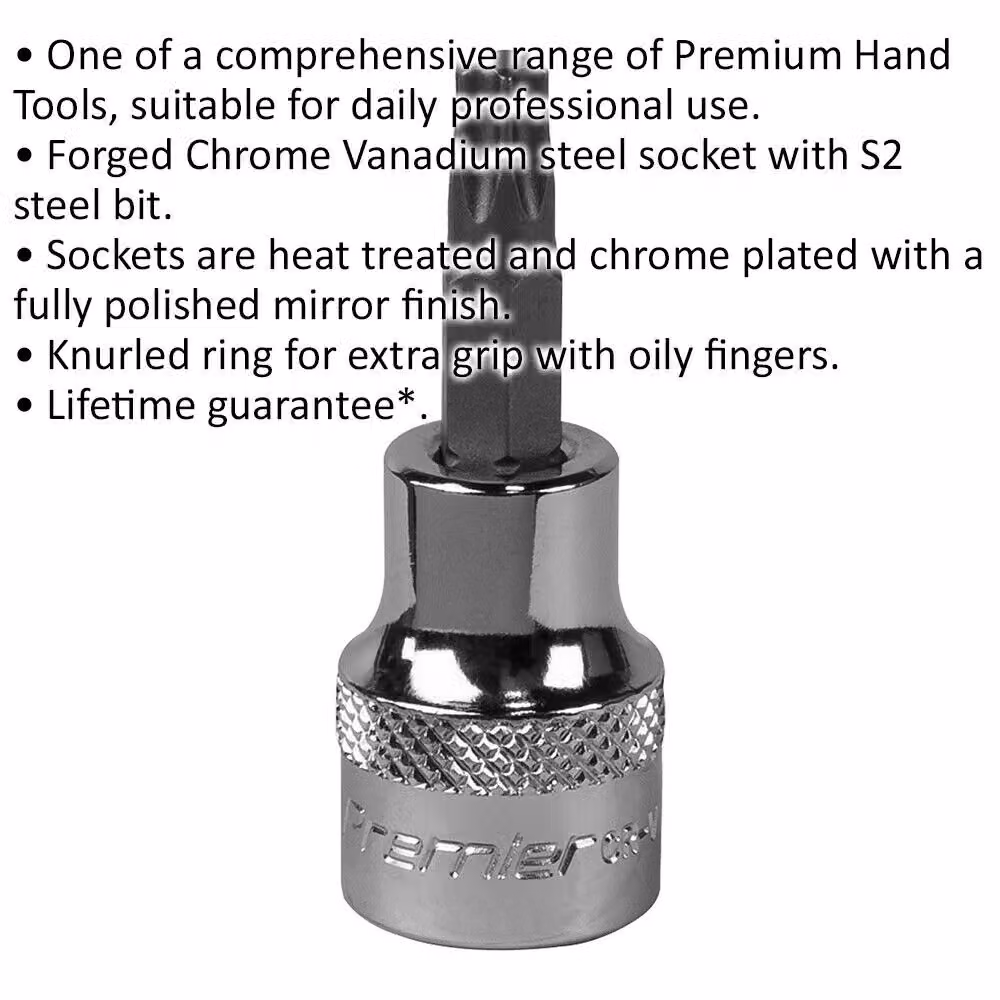 Loops T25 TRX Star Socket Bit with 3/8 inch Square Drive and S2 Steel Head in Silver – 2
