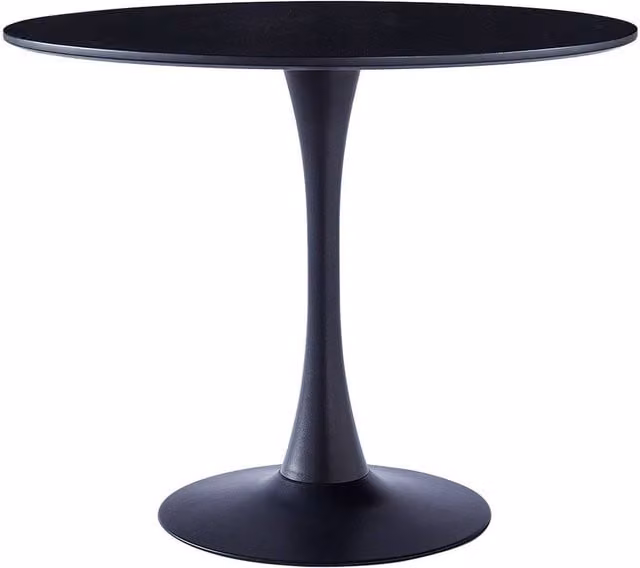 Garden Sanctuary Modern Round Wooden Table with Matt Black Metallic Base – 1
