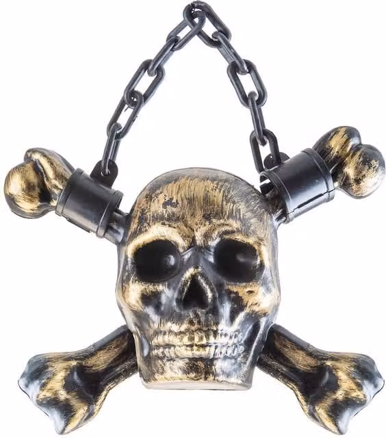 VFM e-Store Gold Halloween Skull with Chain Party Accessory