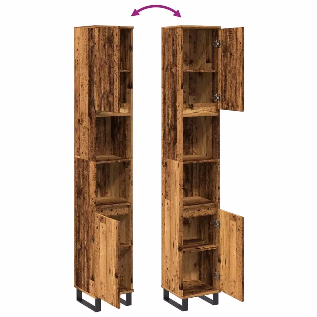 Berkfield Home Industrial Bathroom Cabinet in Brown, W/D/H: 30 x 30 x 190 cm – 4