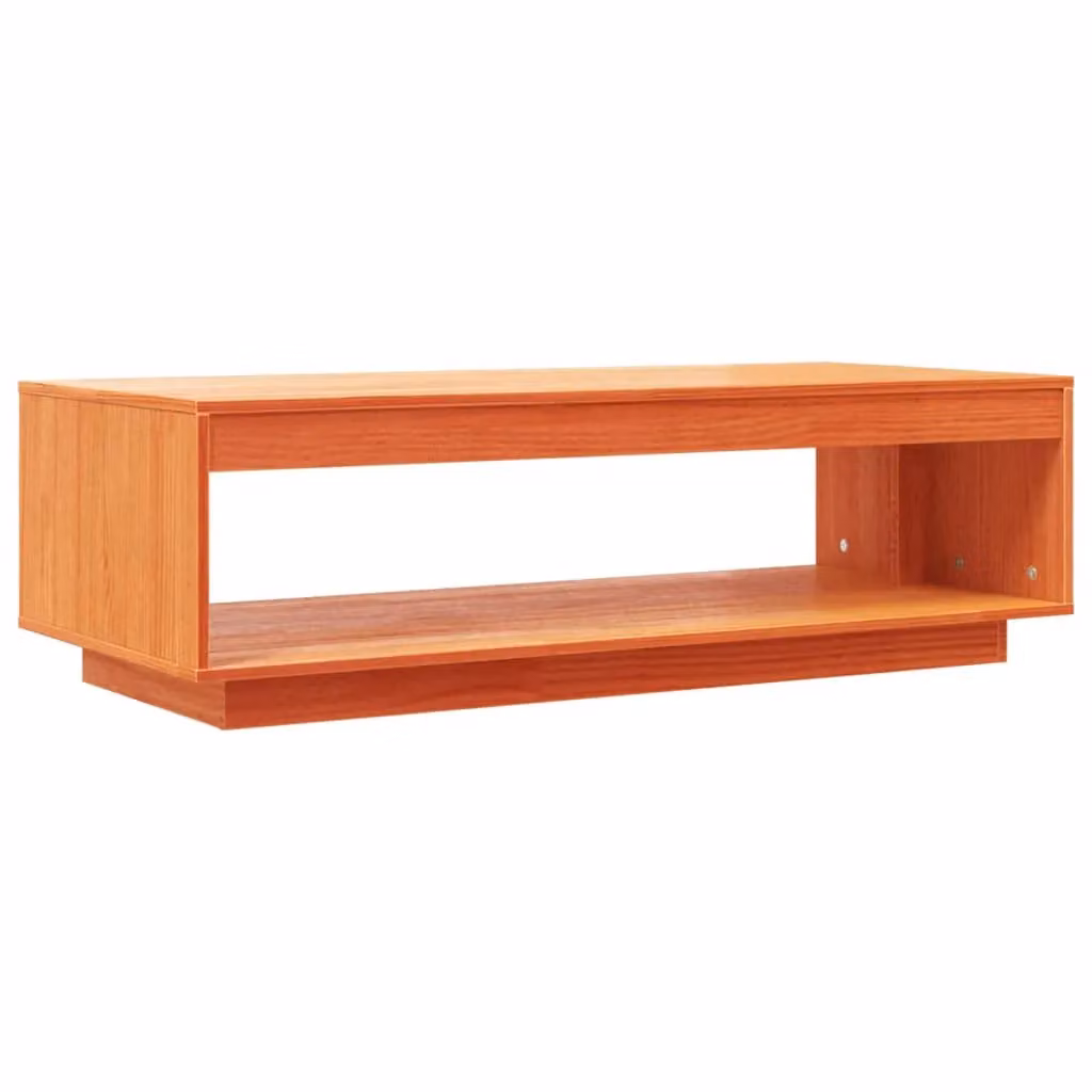 Berkfield Home Rustic Waxed Pine Coffee Table, Brown, W: 110 cm, D: 50 cm, H: 33.5 cm – 2