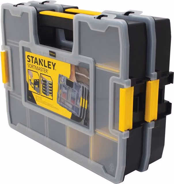 Stanley SortMaster Junior Stackable Organiser with Inserts, Multicolour