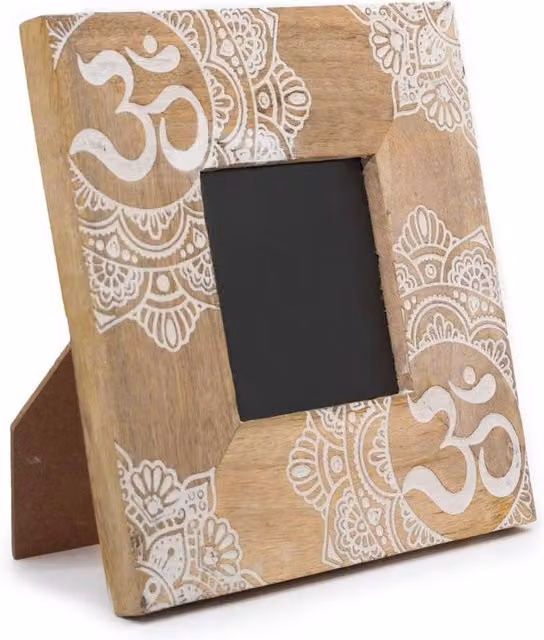 KDMD Elegant White and Brown Mango Wood Mandala Photo Frame for 10x15cm Photos – 1