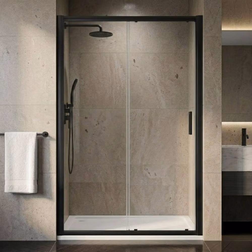 Balterley Rectangular Sliding Glass Shower Door with Bar Handle, Black, W/D/H: 119.0 x 31.0 x 185.0 cm – 2