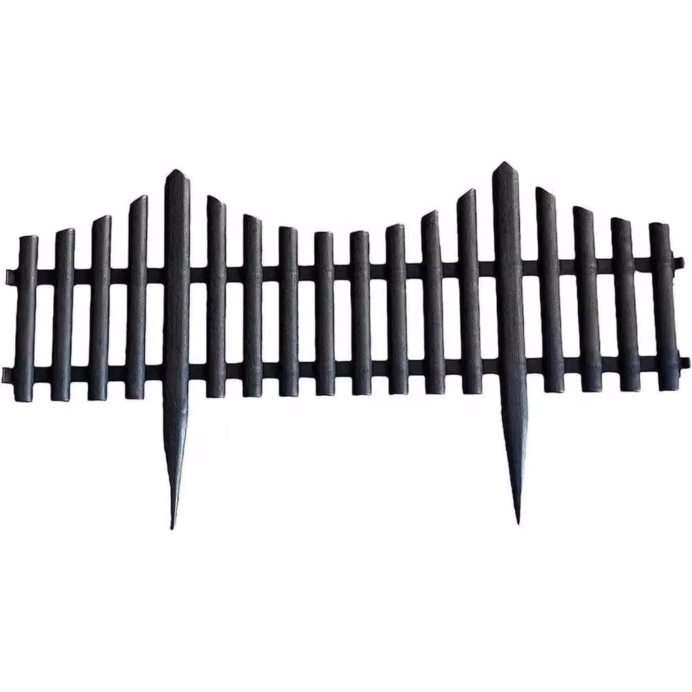 SPETLEK 10 Pack Wood Effect Lawn Border Edge Fence in Black, W: 100 cm, H: 15 cm – 2