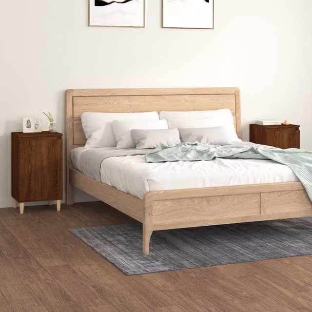 Berkfield Home Set of 2 Bedside Cabinets in Brown Oak, W/D/H: 40 x 35 x 70 cm – 1