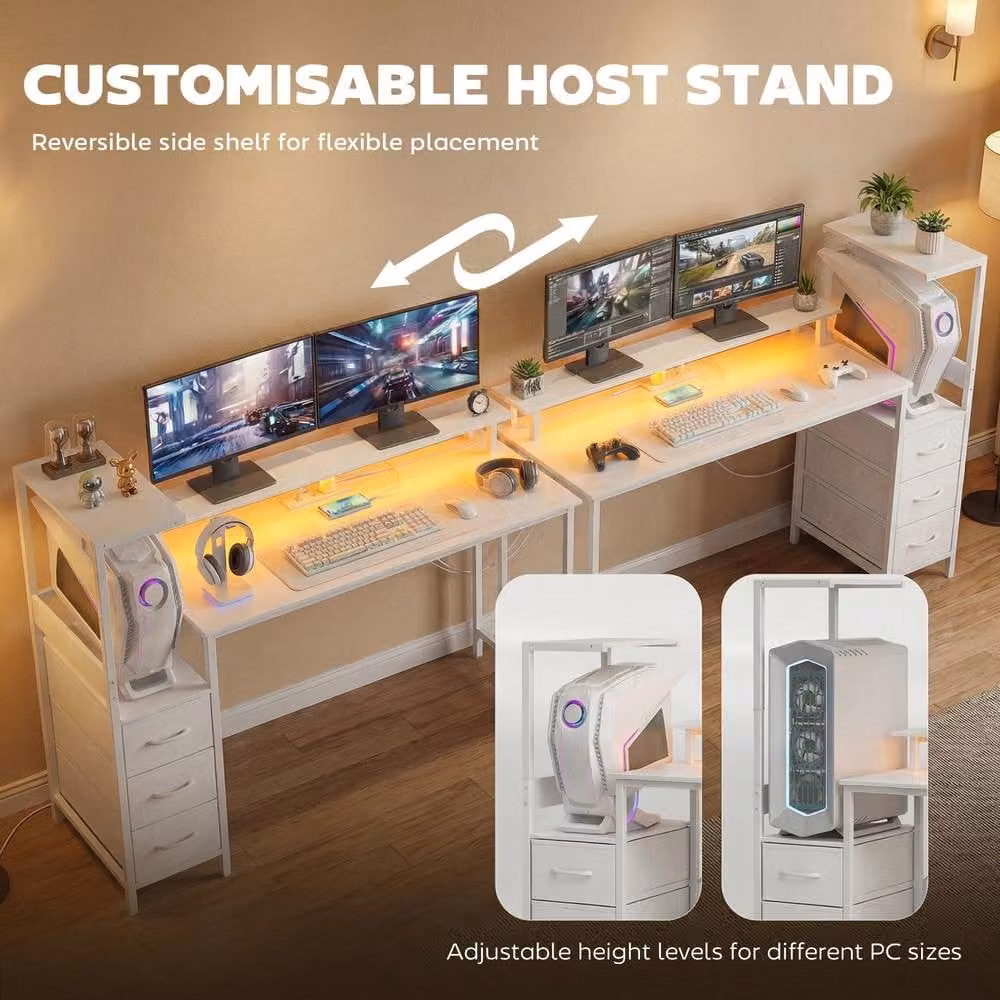 HOMCOM White Gaming Desk with Charging Station and RGB Lights, W: 147 cm – 4