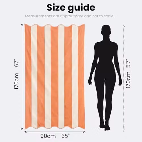 Allure Bath Fashions Extra Large Striped Scalloped Beach Towel in Burnt Orange, 90 x 170 cm – 2