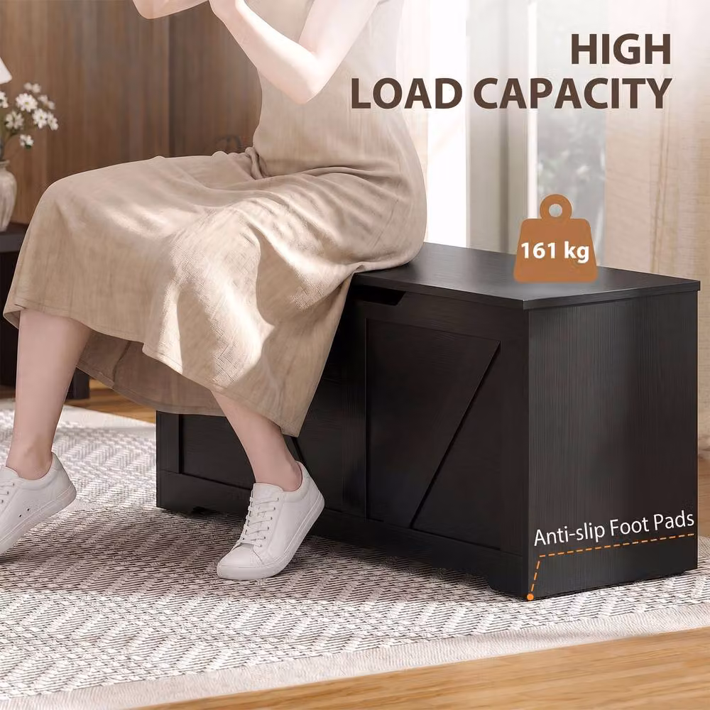 STILVORA Black Modern Storage Chest with Safety Hinges and Seat Top, W/D/H: 161 x 45 x 40 cm – 8