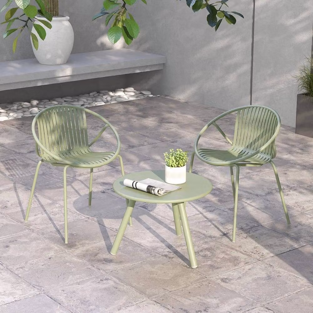 Kelvenix All Weather 3 Piece Green PP Patio Conversation Set – 2
