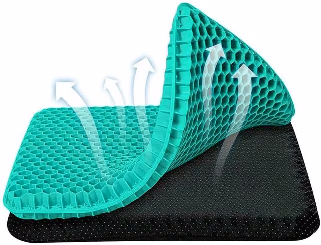 VOGREX Green Gel Seat Cushion with Breathable Soft Pad for Pressure Relief in Car or Office Chairs