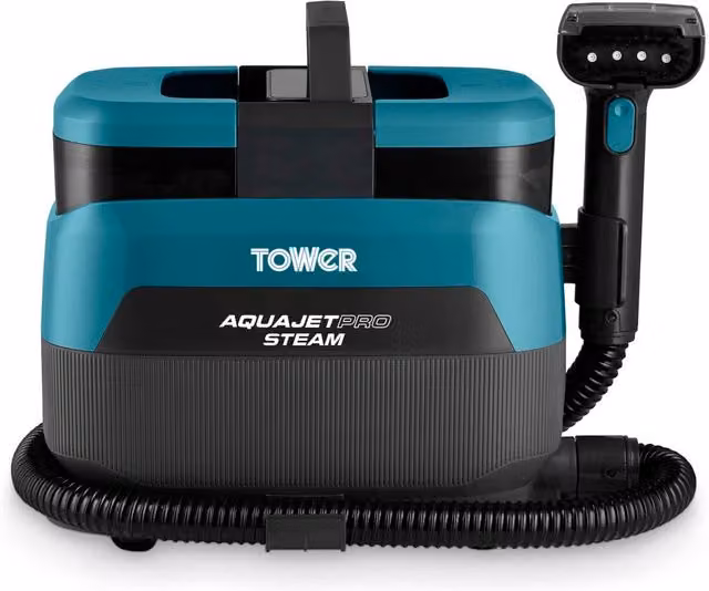 Tower Aquajet Pro Steam 1700W Handheld Steam Cleaner in Black and Turquoise