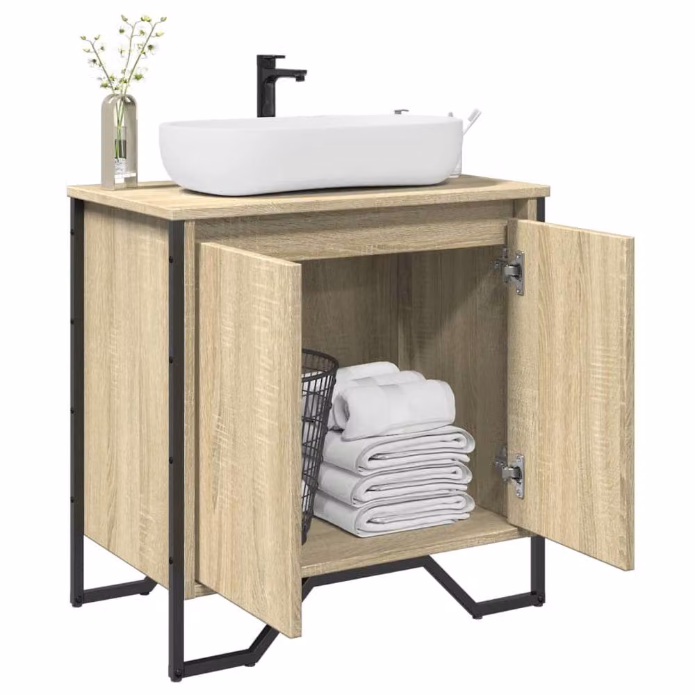Berkfield Home Modern Freestanding Bathroom Sink Cabinet in Sonoma Oak, W/D/H: 60 x 35 x 60 cm – 2