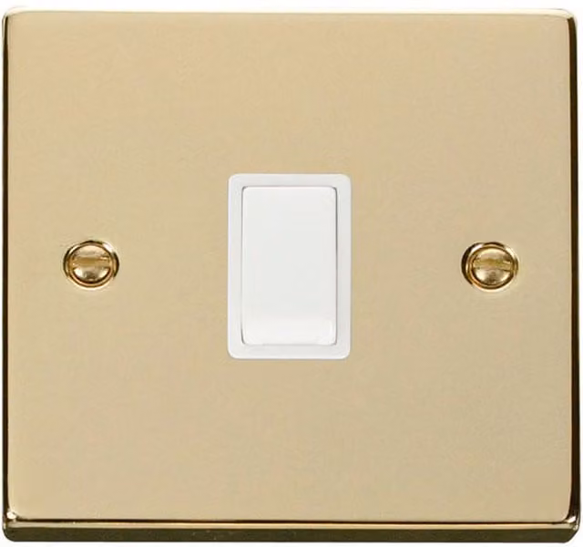 SE HOME Flush Mains Switch in White and Gold Brass