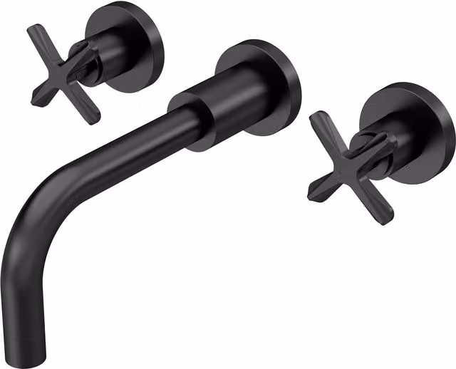 Balterley Connect Wall Mounted 3 Hole Basin Mixer Tap with Two Handles in Matt Black