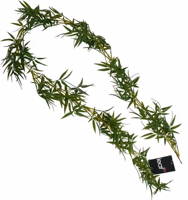Green Artificial Bamboo Hanging Garland with Plastic Leaves