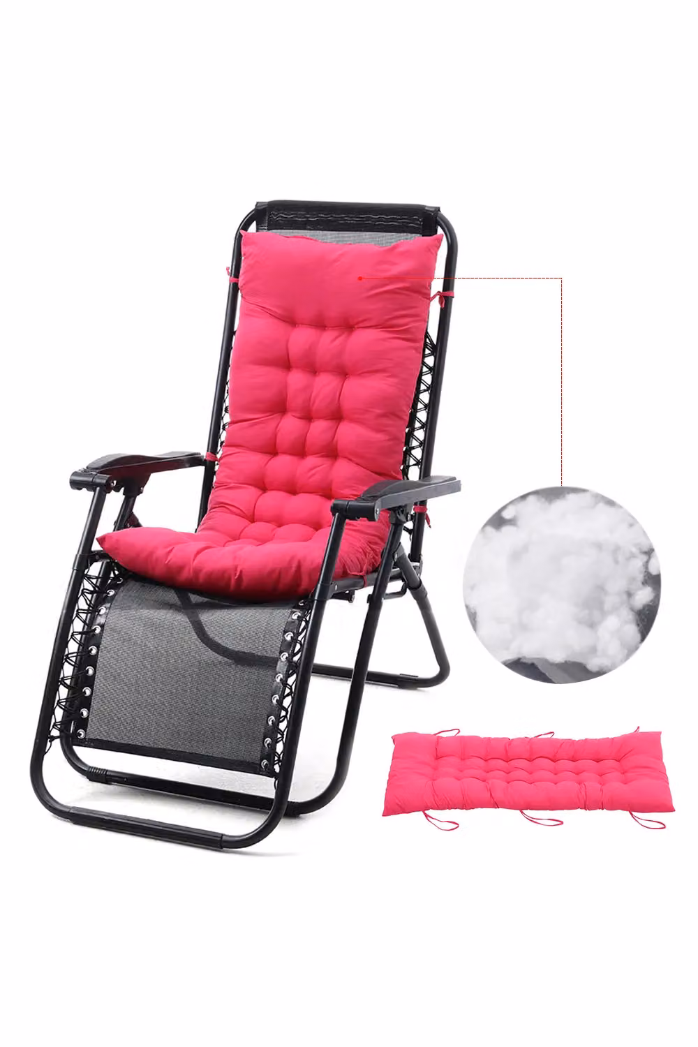 Living and Home Rose Red Soft Chaise Lounge Chair Cushion, W: 125 cm, D: 48 cm – 3