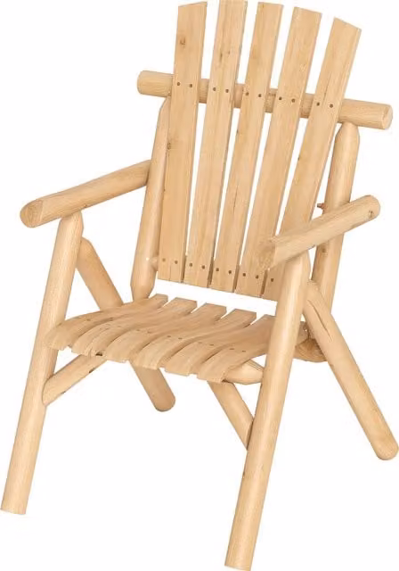 Costway Rustic Brown Untreated Wood Outdoor Patio Armchair