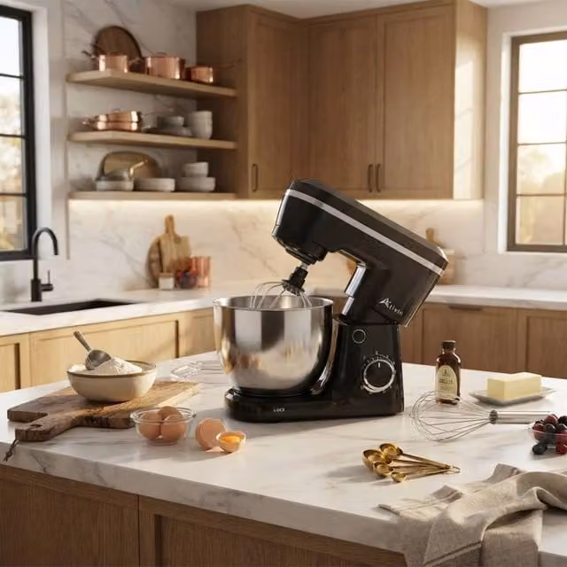 Alivio Heavy-Duty 1500W Multifunction Electric Stand Mixer with 5L Stainless Steel Bowl in Black