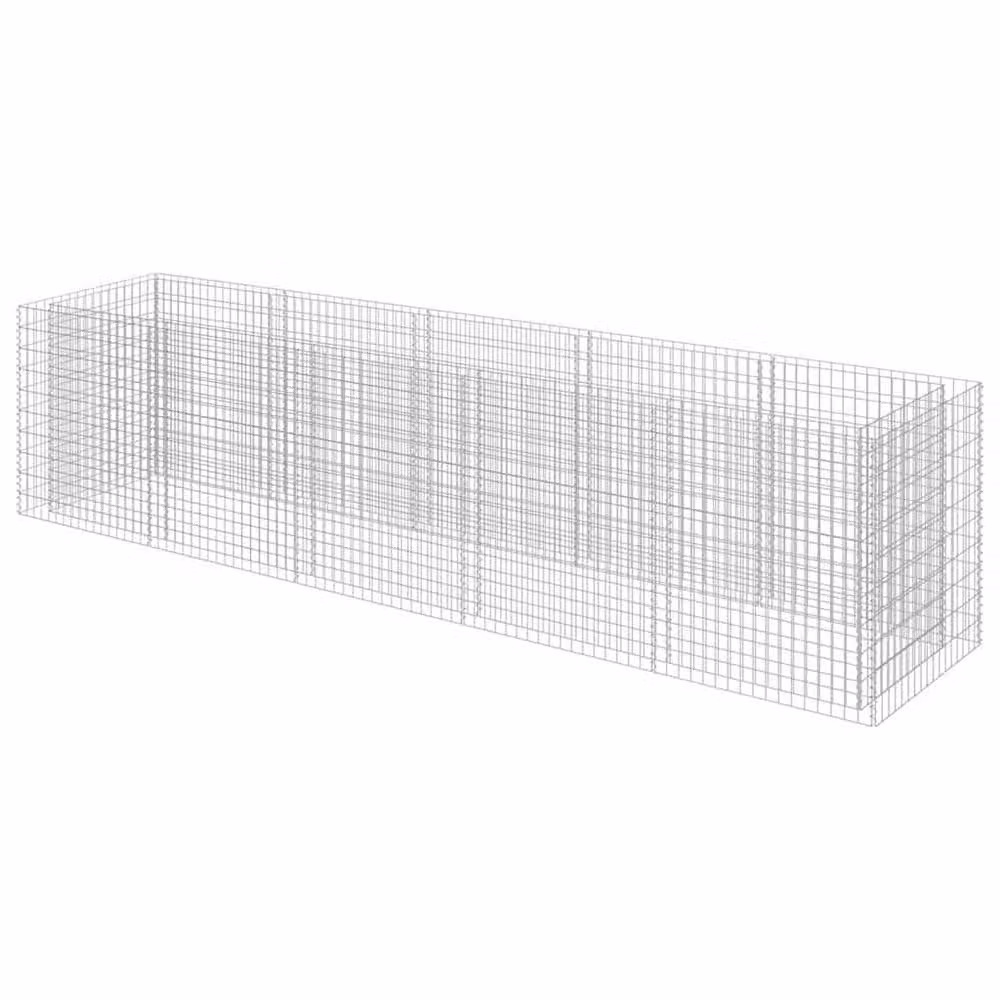 Berkfield Home Durable Galvanised Steel Gabion Raised Bed in Silver, W: 450 cm, D: 90 cm, H: 100 cm – 3