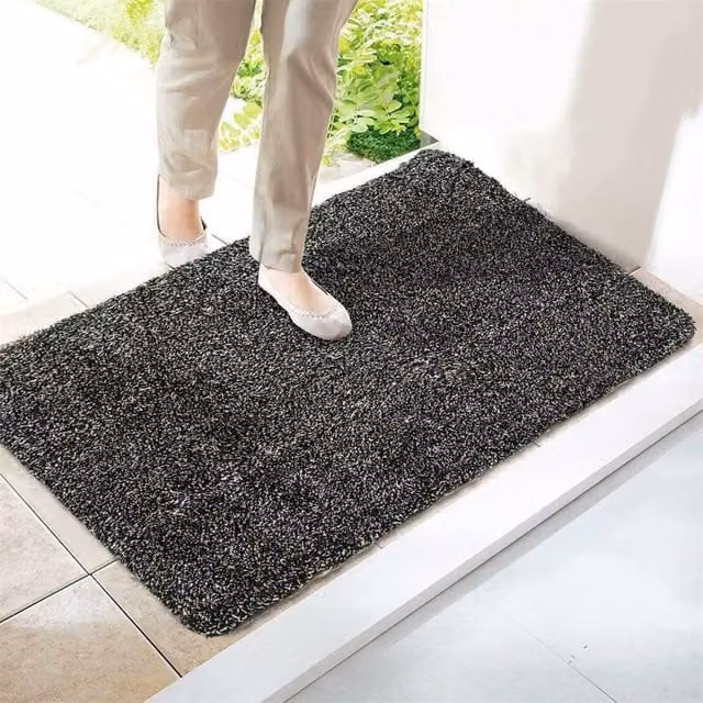 Nordara Black Super Absorbent Anti-Slip Washable Door Mat, W: 45 cm, L: 70 cm