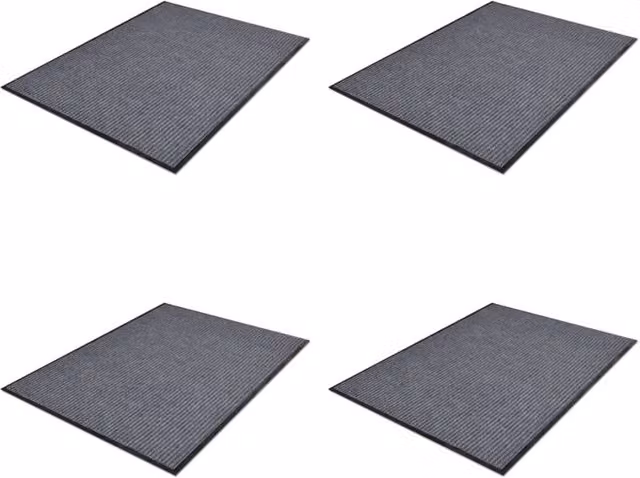 Berkfield Home Non-Slip PVC Door Mats, 4 Pack, Grey, W: 90 cm, D: 60 cm – 1