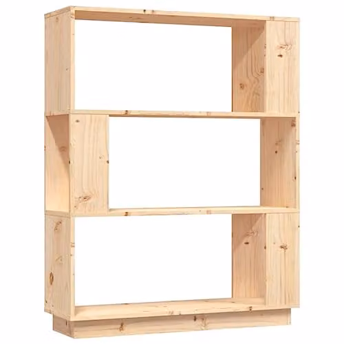 vidaXL Solid Wood Pine Book Cabinet and Room Divider in Natural Brown, W/D/H: 80 x 25 x 101 cm
