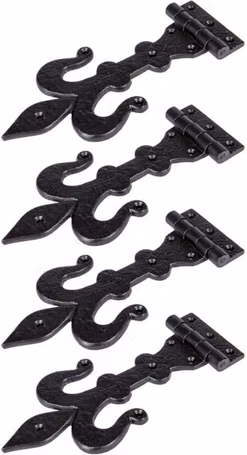 Hammer and Tongs Fleur De Lis T-Hinge in Black, Pack of 4