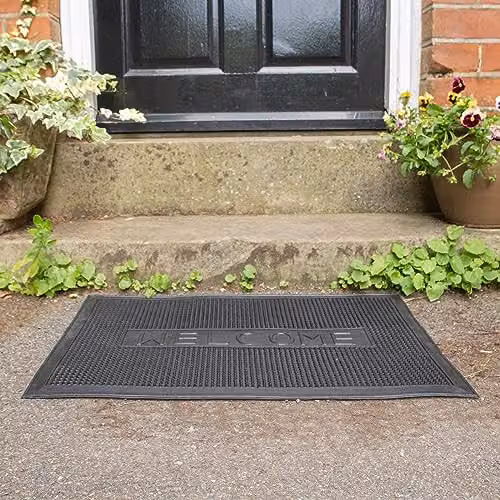 Nicola Spring Heavy Duty Rubber Door Mat, Black, W/D: 60 x 40 cm – 2