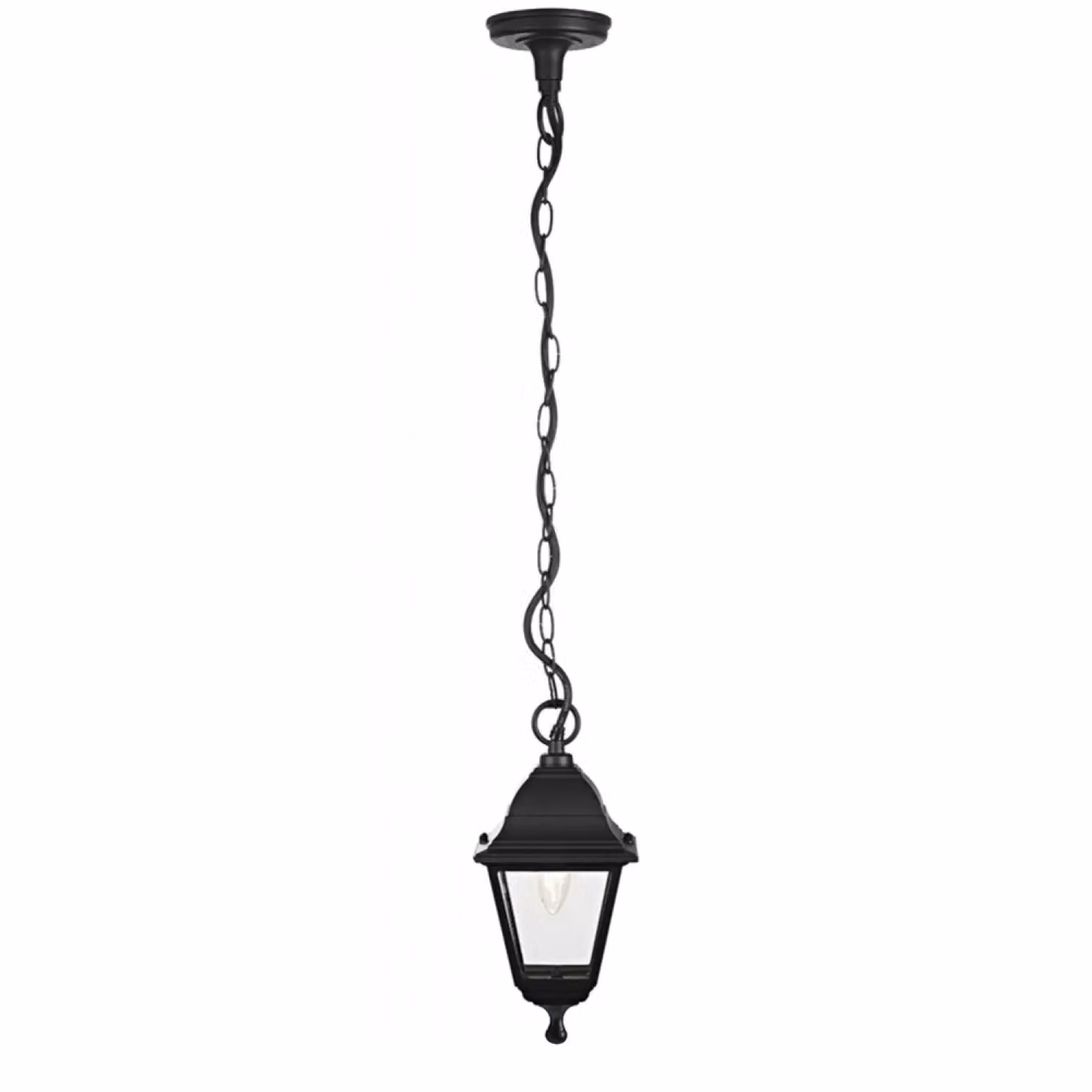 Happy Homewares Black Cast Aluminium IP44 Outdoor Hanging Lantern with Transparent Glass – 2