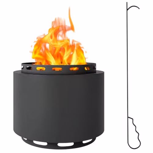 Outsunny Smokeless Wood Burning Fire Pit in Grey, Diameter: 48.5 cm