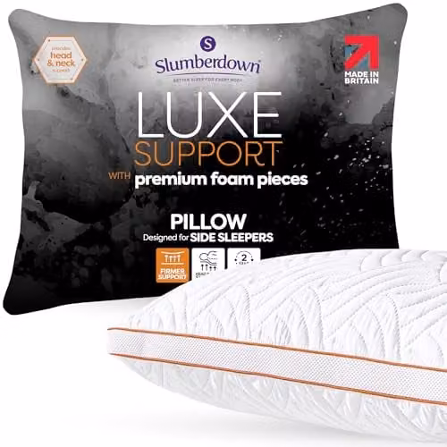 Slumberdown Memory Luxe Firm Support Pillow in White, W: 69 cm, H: 43 cm – 1