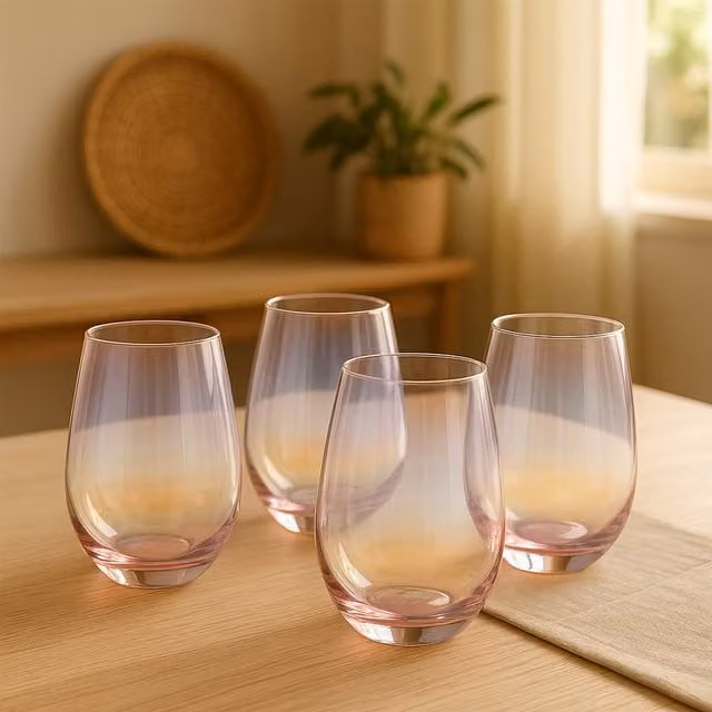 Orsina Set of 4 Pink Crystal Glass Tumblers