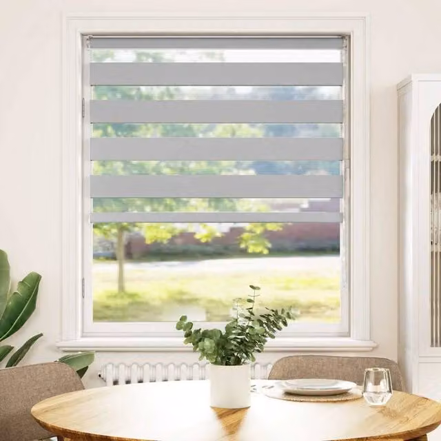 Berkfield Home Zebra Day and Night Blind in Light Grey, W: 100 cm, H: 100 cm