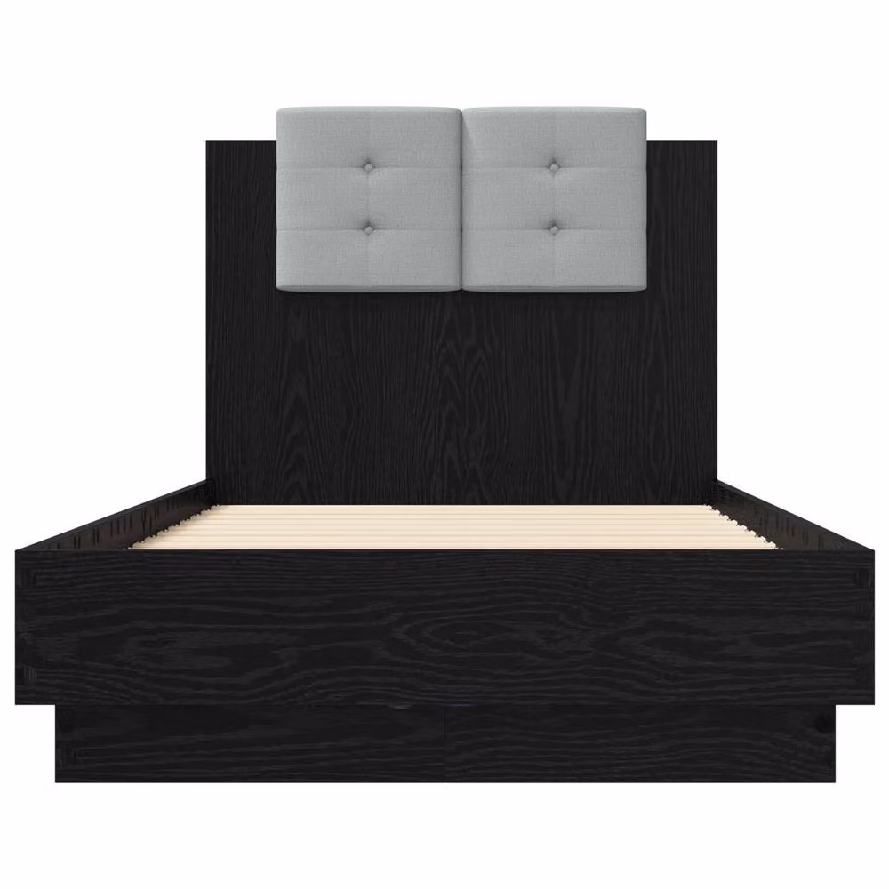 Berkfield Home Modern Bed Frame with LED Under-Bed Lighting in Black Oak, W/D/H: 80 x 200 cm – 3