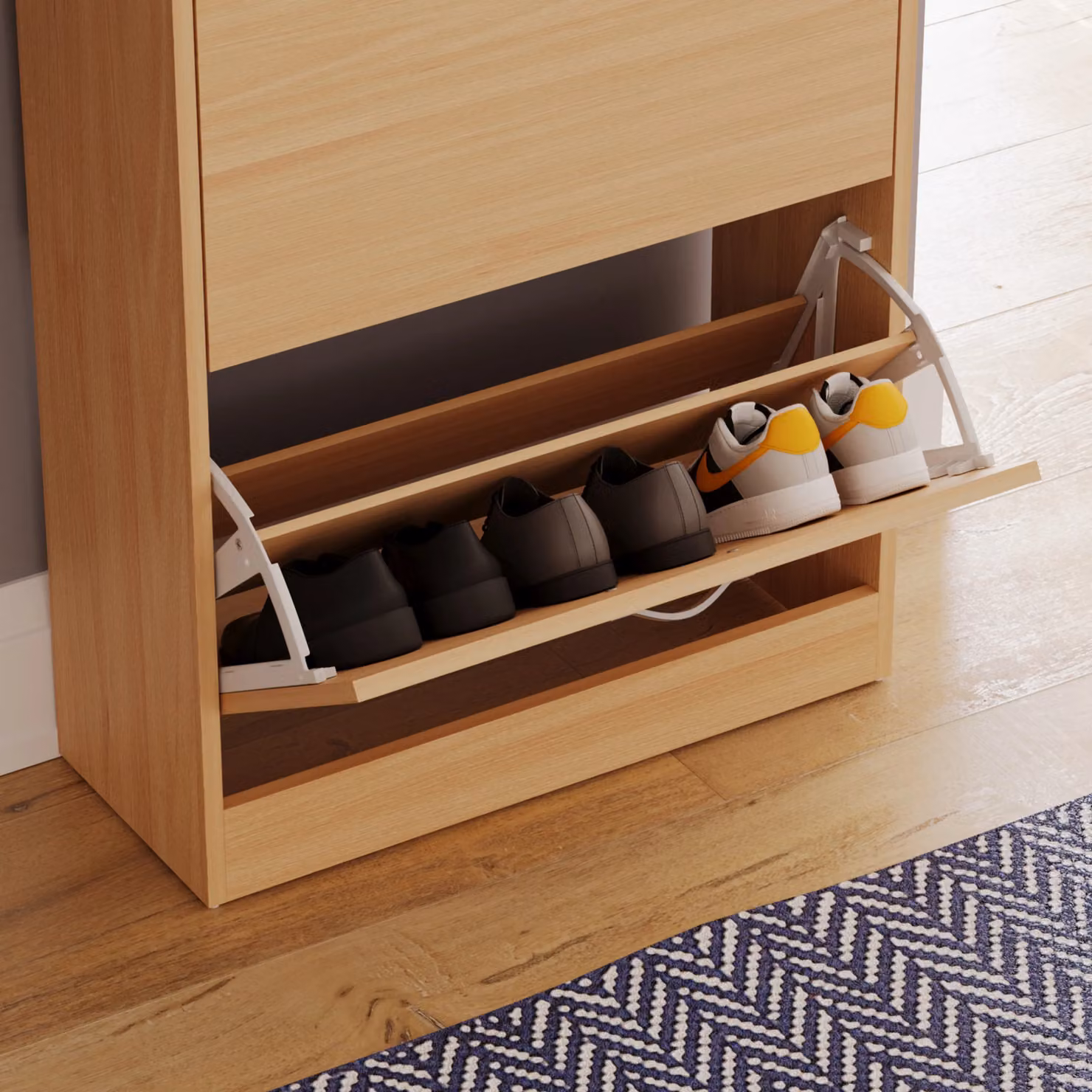 Vida Designs Modern 2 Drawer Shoe Cabinet Storage Organiser in Brown – 4