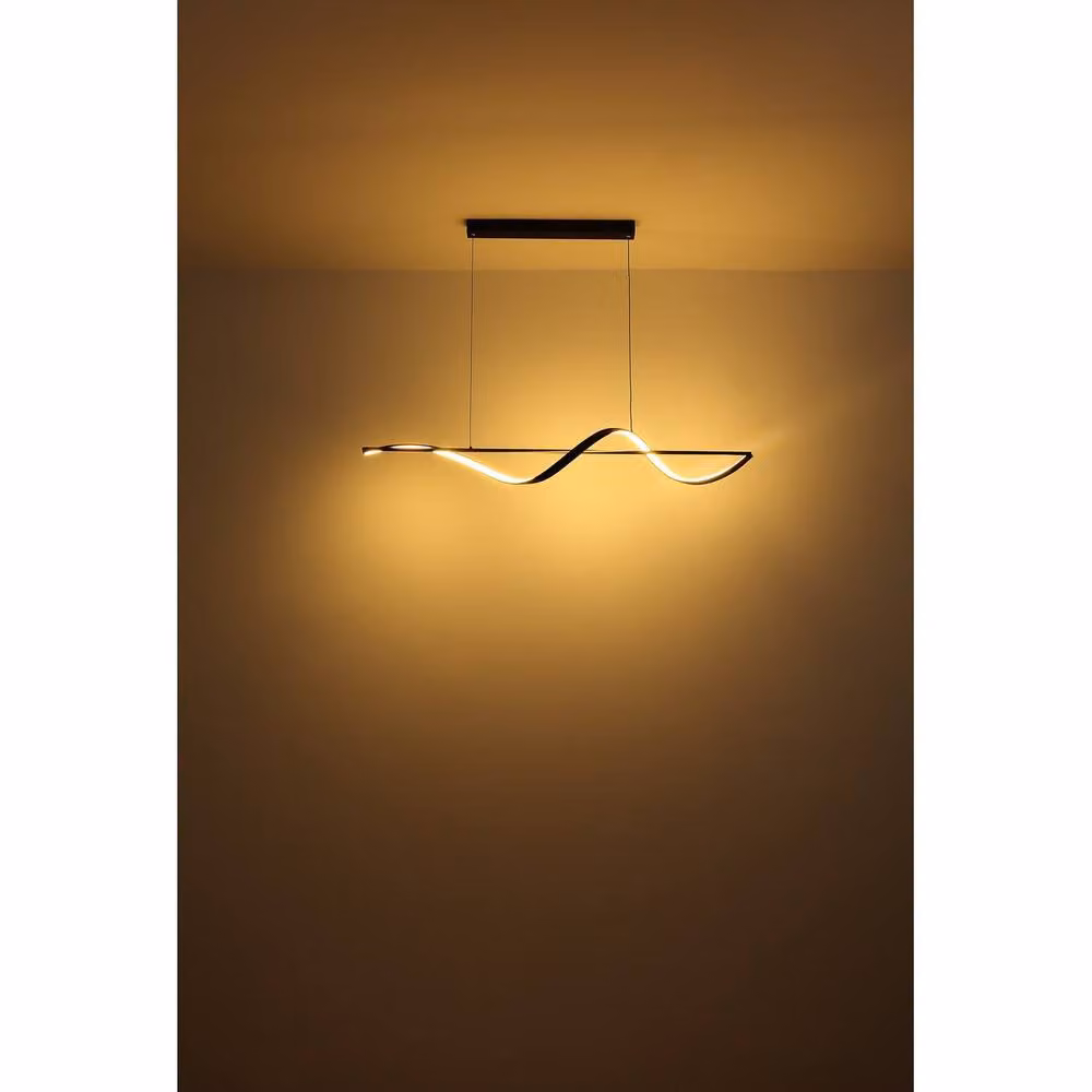 Globo Lighting Modern LED Hanging Pendant Lamp in Black, Height Adjustable, W/D/H: 120 x 20 x 150 cm – 4